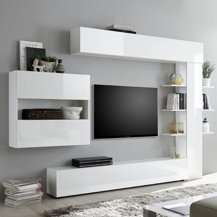 long meuble tv blanc