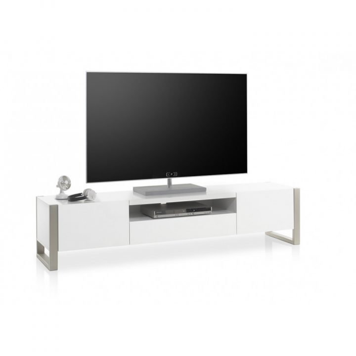 meuble tv design blanc laqué