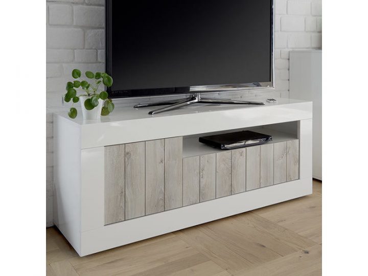 meuble tv blanc laqué – conforama