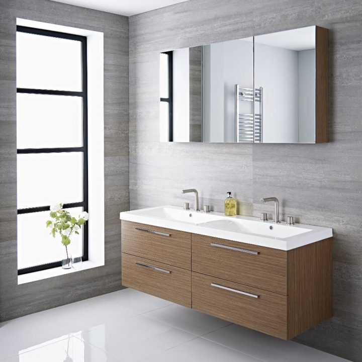 meuble double vasque salle de bain bois