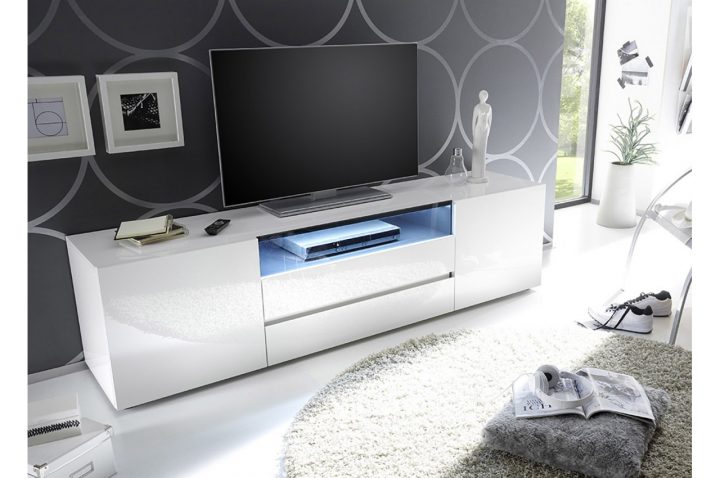 ensemble meuble tv blanc laqué