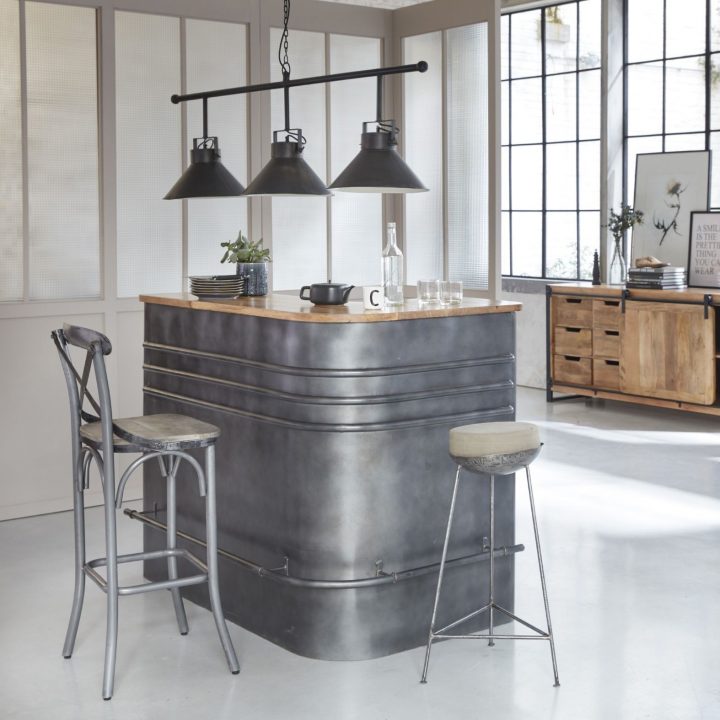 meuble bar bois et metal