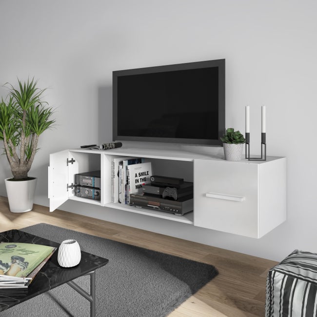 meuble tv blanc 160 cm