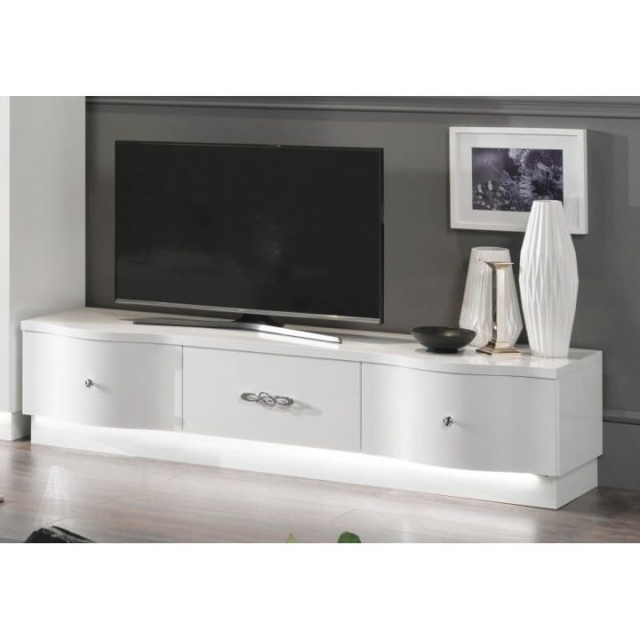 meuble tv blanc laqué 180 cm