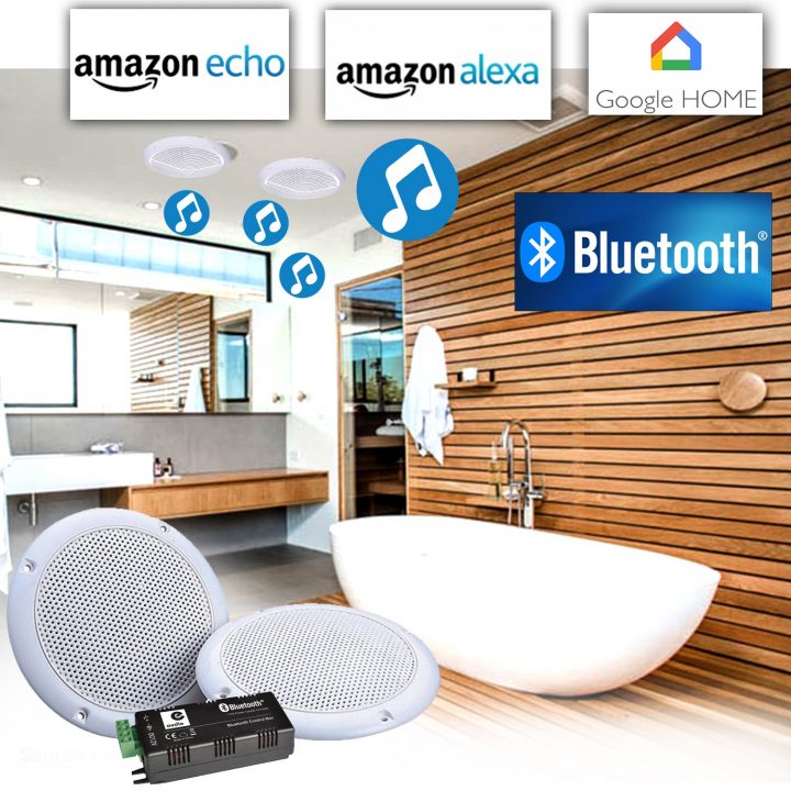 80W-Lautsprecher Deckeneinbauwaterproof Verstärkt Stereo Bluetooth  Smartphone-Kompatibel Google-Startseite Amazon Alexa Echo à Enceinte Encastrable Salle De Bain