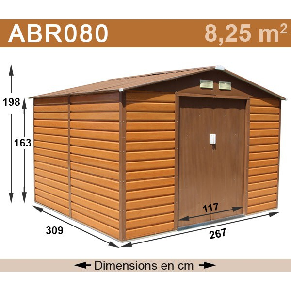 Abri De Jardin Métal 8,25 M2 Coloris Aspect Bois + Kit D dedans Cabane De Jardin Metal