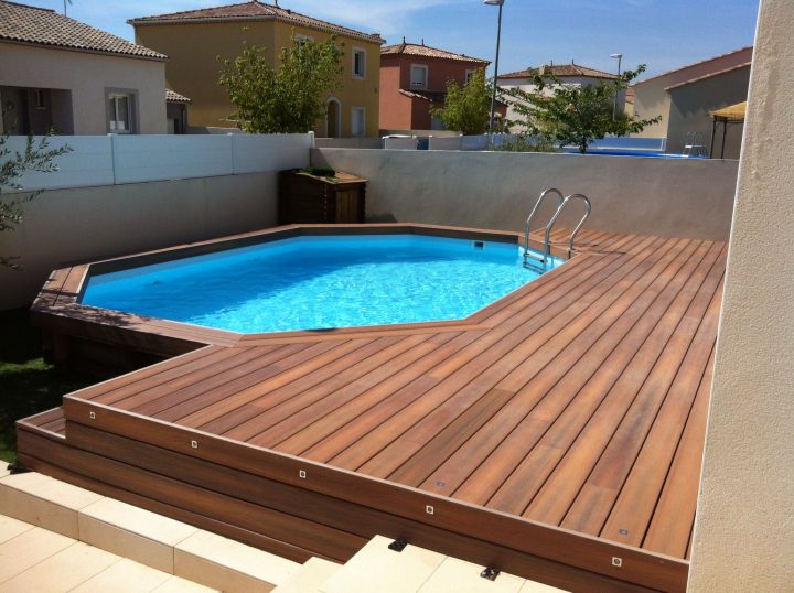 Aménagement De Terrasse De Piscine Hors Sol En Composite serapportantà Plancher Bois Exterieur