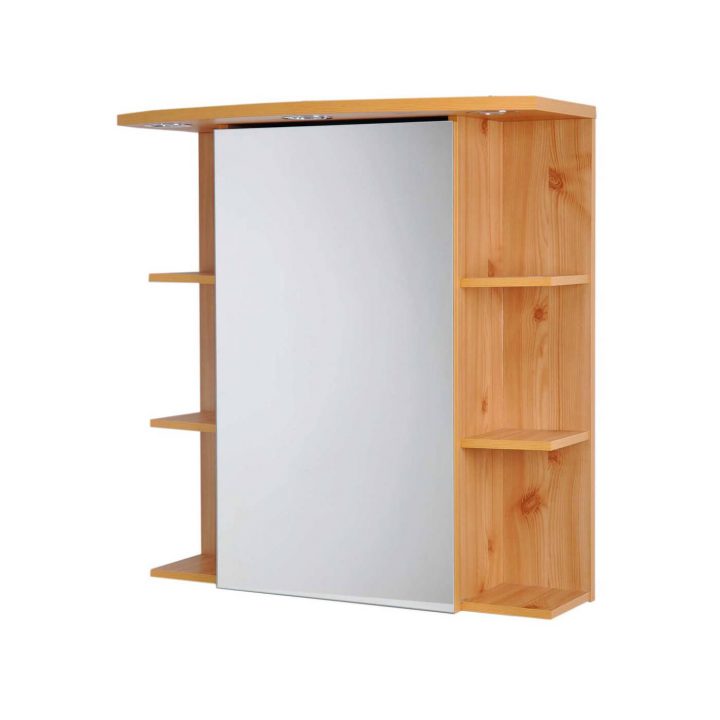 Armoire De Toilette Contemporaine Avec Miroir Coloris Miel concernant Armoire Toilette Miroir