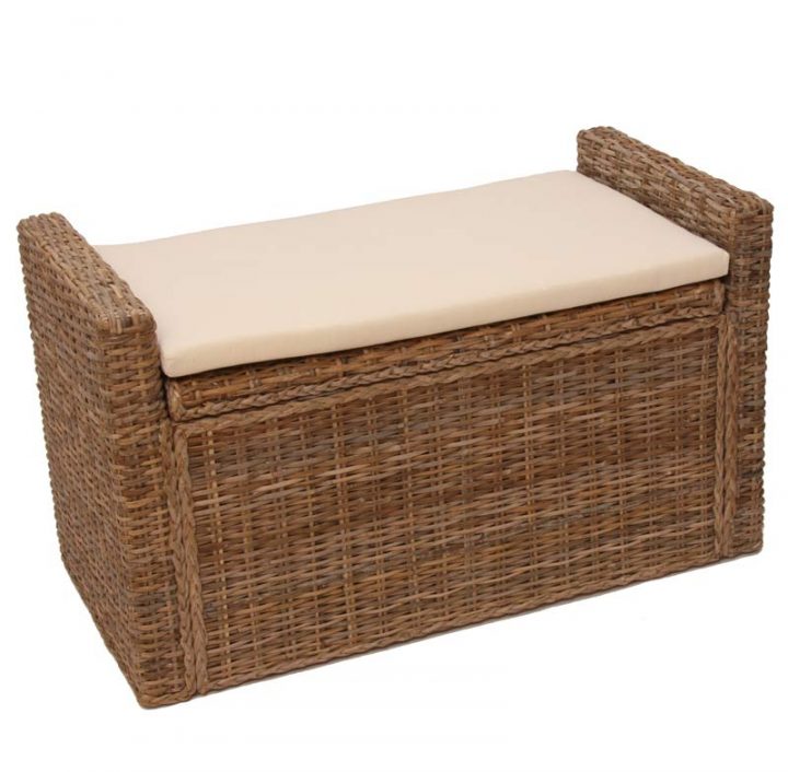 Aufbewahrungstruhe Truhe Sitzbank M92 Rattan Mit Kissen avec Petit Coffre De Jardin