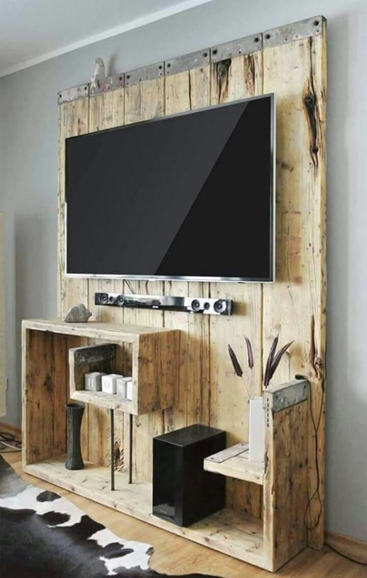 Awesome Idea, Instead Of Damaging The Wall I Can Hide à Fabriquer Un Meuble Tv En Bois