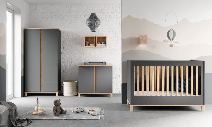 Baby Vox Altitude Graphite – 3 Meubles – Lit 140X70, Commode, Armoire 2  Portes serapportantà Chambre Bébé Complète Évolutive