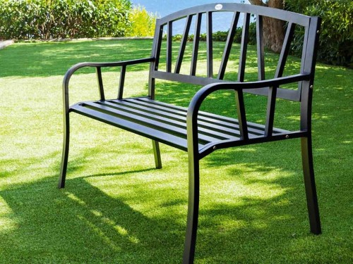 Banc De Jardin En Métal Alvernia Noir Hesperide | Jardideco serapportantà Banc De Jardin Plastique