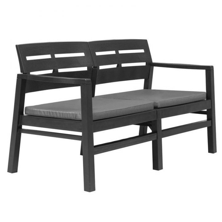 Banc De Jardin Plastique Et Coussin Polyester Anthracite dedans Banc De Jardin Plastique