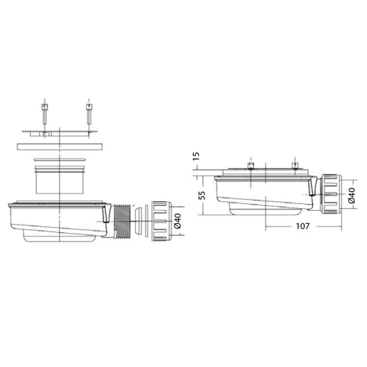 Bonde De Douche Extra-Plate Ø 90Mm Pour Receveur Avec Grille dedans Siphon Douche Extra Plat