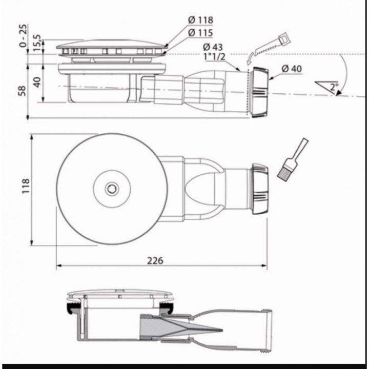 Bonde De Douche Extra-Plate – Sortie Horizontale – Slim Wirquin Pro encequiconcerne Bonde Douche Extra Plate