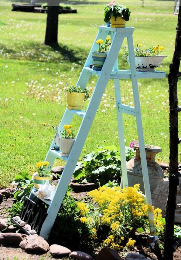 Bricolage De Jardin: Étagère Porte-Plantes En Vieil Escabeau dedans Escabeau De Jardin