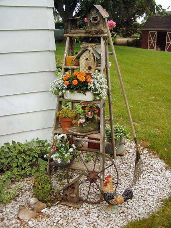 Bricolage De Jardin: Étagère Porte-Plantes En Vieil Escabeau pour Escabeau Jardin