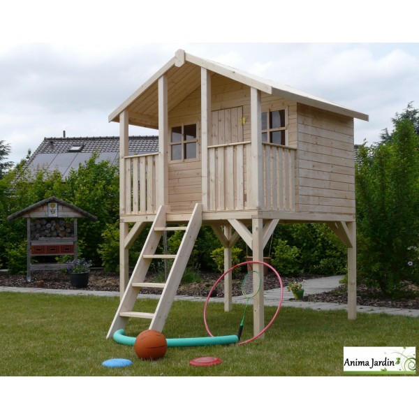 Cabane En Bois Surélevée Sur Pilotis, 3M², Toit Deux tout Cabane De Jardin En Bois Pas Cher