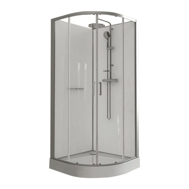 Cabine De Douche – 90 X 90 Cm Arrondie Portes Coulissantes – Kara Leda Sur  Bricozor pour Bloc Douche