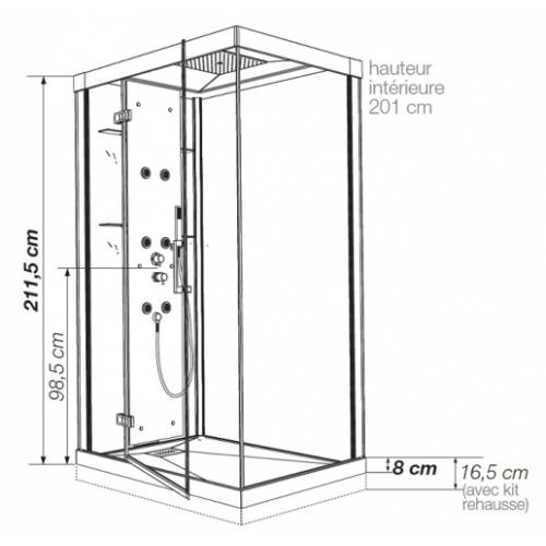 Cabine De Douche Kineform Hydrobrumisante 100X80 pour Cabine Douche 90X120