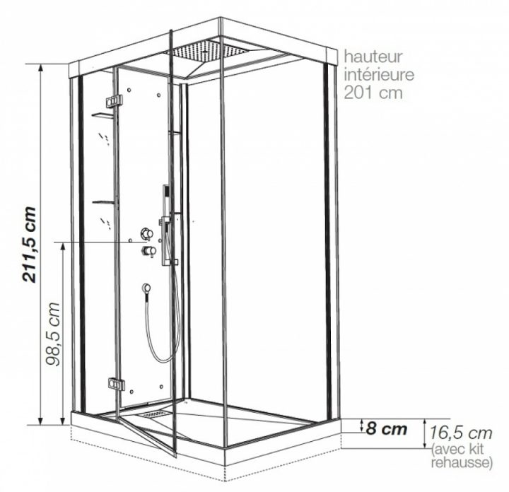 Cabine De Douche Kineform Thermostatique 120X90 avec Cabine Rectangulaire Street 90X115 Cm