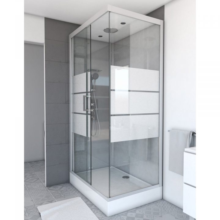 Cabine De Douche L.80 X L.110 Cm Gris / Argent, Verre dedans Cabine De Douche Integrale Pas Cher