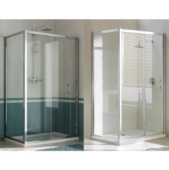 Cabine De Douche, Paroi Fixe Et Porte Coulissante H185 Ou 198 Cm Profilé En  Aluminium, Verre Trempé 6 Mm Opaque Ou Transparent, Disponible En destiné Cabine De Douche 90X120