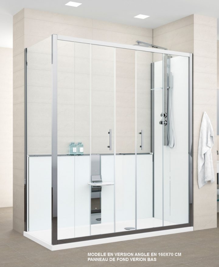 Cabine De Douche Revolution Novellini 140X70 Cm Ou 160X70 Cm Avec Portes De  Douche Coulissants Verre Transparent Profile Chrome tout Bloc Douche