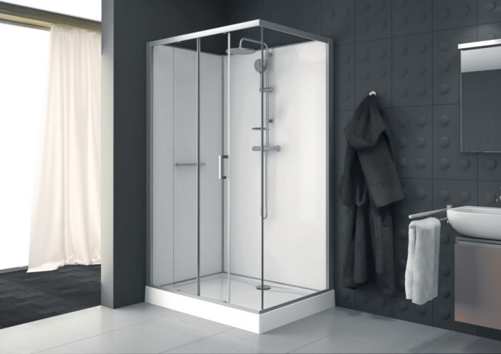 Cabine Rectangle Kara 120 X 90 Cm, Porte Coulissante 2 Vantaux, Accès De  Face, Verre Transparent Avantage, Fond Blanc Réf. L11Ka8R0901 concernant Cabine De Douche 90X120