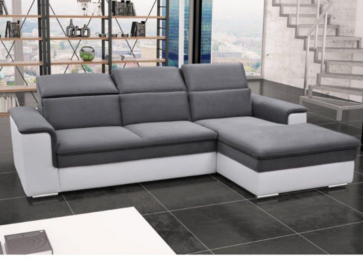 Canapé Angle Gauche Convertible Tissu Simili Gris Connor pour Canapé D'Angle Convertible Tissu Sury