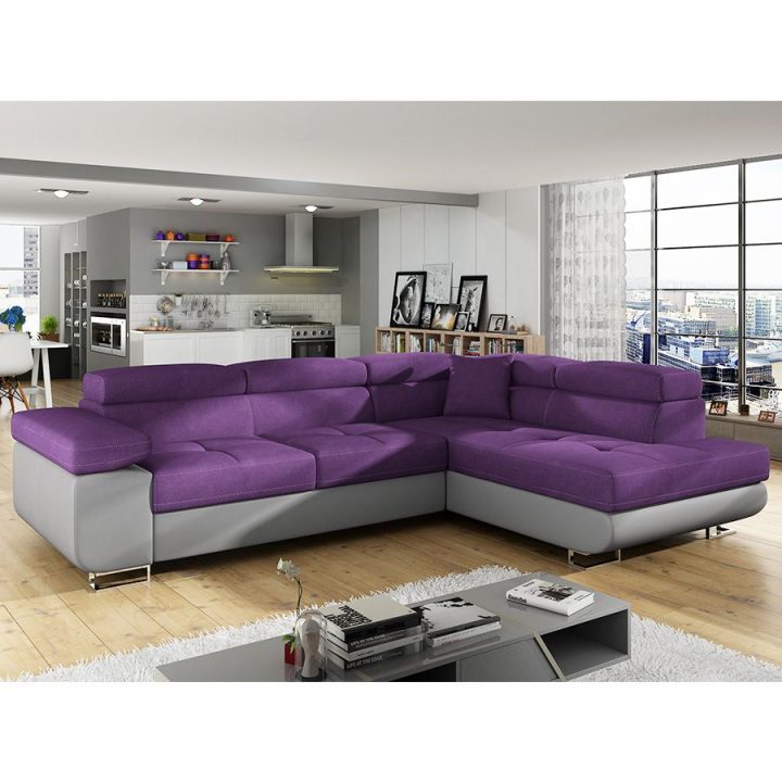 Canapé D'Angle Convertible Violet En Tissu Scott 7 In 2019 serapportantà Canapé D'Angle Convertible Tissu Sury