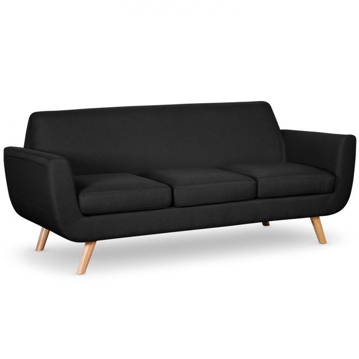 Canapé Scandinave 3 Places Tissu Noir | Lestendances.fr à Canapé Profondeur 80