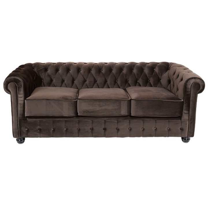 Canapé Vintage De Style Londonien En Velours Marron encequiconcerne Canape Velour Marron