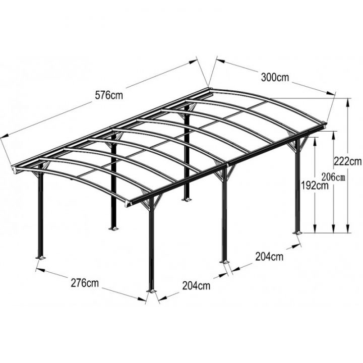 Carport En Alu Anthracite 3X5,76M Et Polycarbonate 6Mm X-Metal à Pergola Bois 3X5