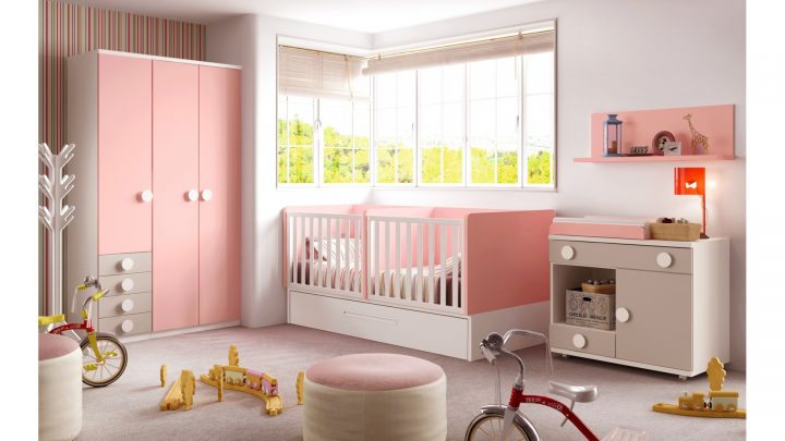 Chambre Bébé Fille Avec Lit Jumeaux Évolutif – Glicerio encequiconcerne Chambre Bébé Complète Évolutive