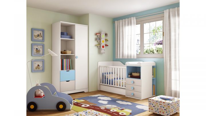 Chambre Bébé Garçon Avec Lit Évolutif Star – Glicerio encequiconcerne Chambre Bébé Complète Évolutive