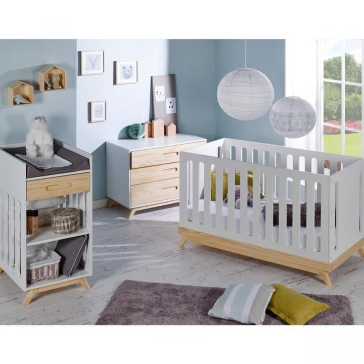 Chambre Bebe Scandinave – Lit Bebe Evolutif 70X140 Et Table tout Chambre Complète Bébé Pas Cher