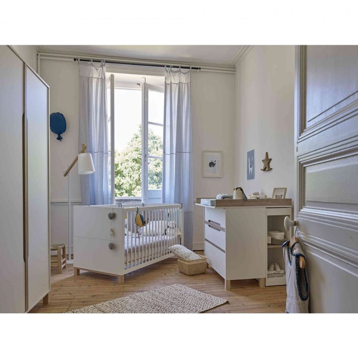 Chambre Complète Bébé En Bois Blanc 70X140 – Cb5048-1 concernant Chambre Complète Bébé Pas Cher