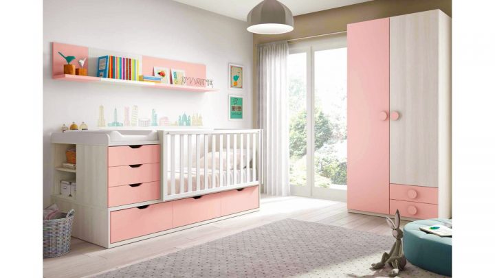 Chambre De Bébé Fille Composition L115 Avec Lit Évolutif – Glicerio à Chambre Bébé Complète Évolutive