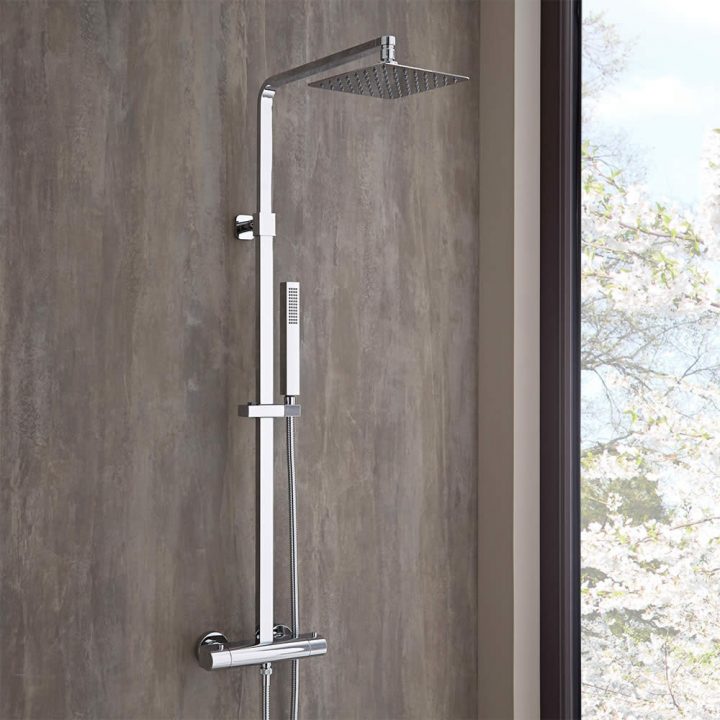 Colonne De Douche Thermostatique Tête 20Cm – Kubix à Colonne De Douche Oblo