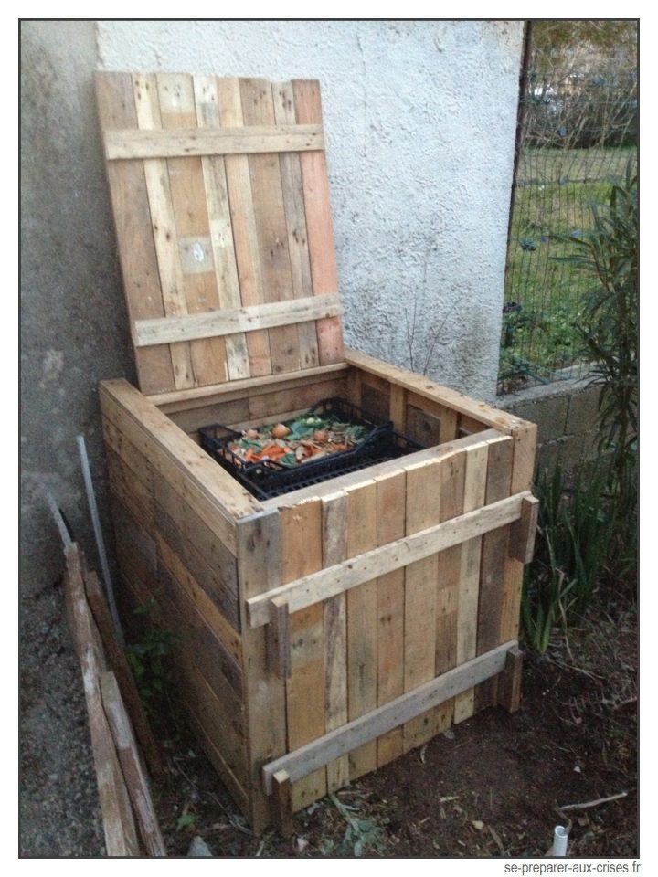 Construire Un Composteur Gratuit En Bois De Palette | Se serapportantà Créer Des Bacs De Jardin Avec Des Palettes