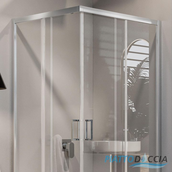 Détails Sur Cabine Paroi Douche 75X75 H185 Cm Verre Transparent Angulaire  Italienne Ready serapportantà Cabine De Douche 75X75