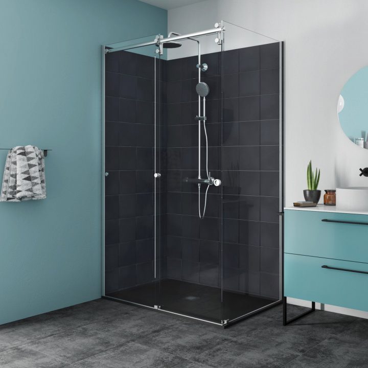 Douche Ellipse2, Avec Receveur Kioto2 Noir 80X100 Cm encequiconcerne Receveur De Douche 90X120