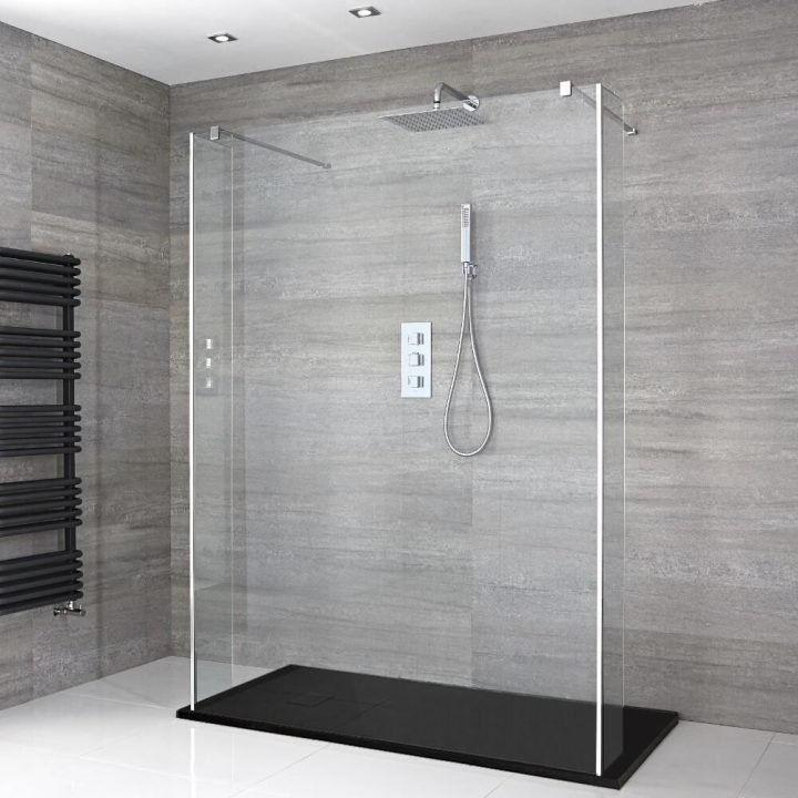 Douche Italienne En Îlot Avec Receveur De Douche À Effet intérieur Kit Douche Italienne