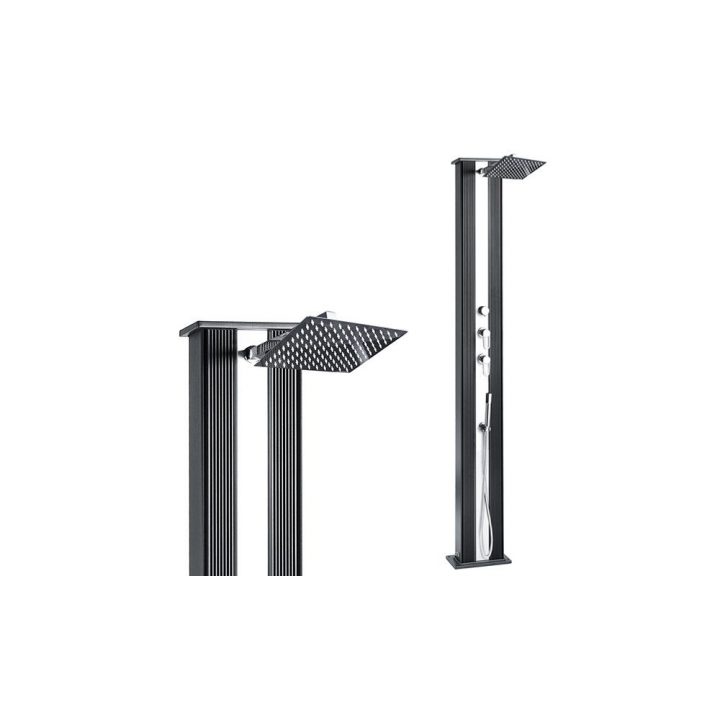 Douche Solaire Hybride Dada 37L Anthracite / Alu Brossé dedans Douche Solaire Aluminium