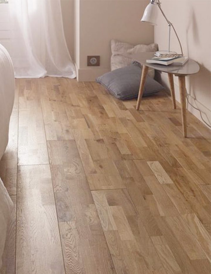 [Echantillon] Parquet Chene Massif Flottant 3 Frises Sable pour Easiklip Parquet