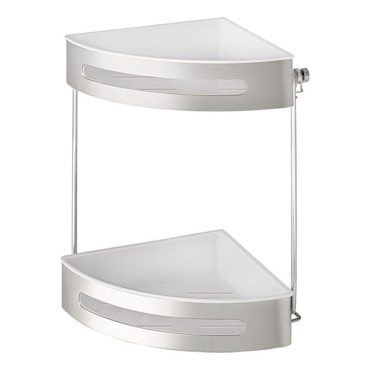 Étagère D'angle Murale Pour Salle De Bain – 2 Tablettes – Acier Et Abs  Wenko Sur Bricozor pour Etagere Douche Angle