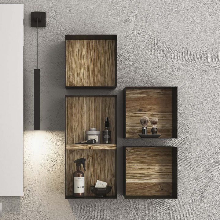 Étagère Murale – Life 01 – Legnobagno – Contemporaine / En tout Étagère Salle De Bain Bois