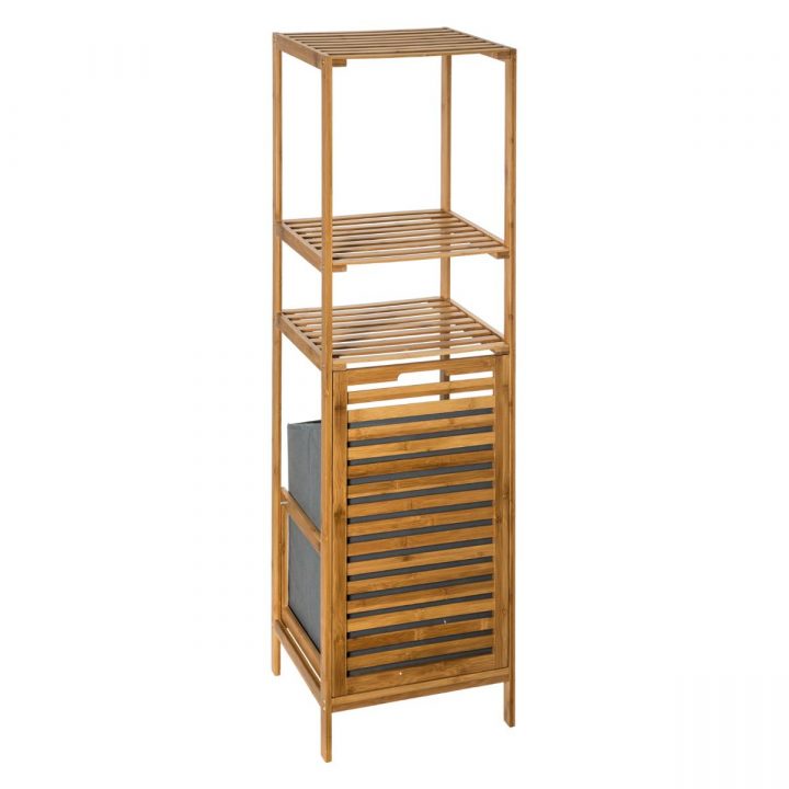 Etagère Salle De Bain Avec Panier À Linge 120Cm serapportantà Étagère Salle De Bain Bois