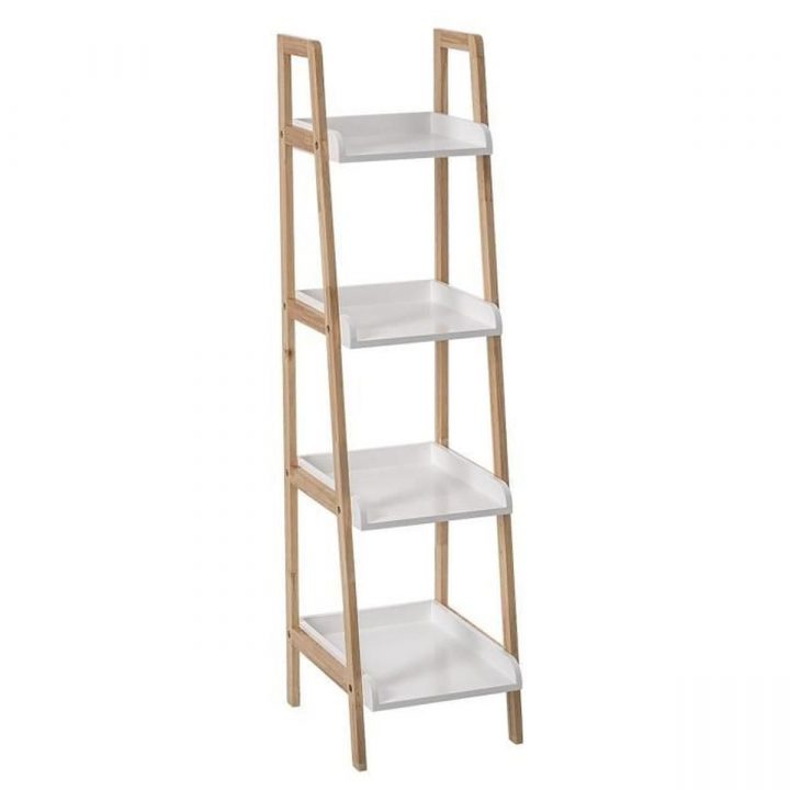 Etagère Salle De Bain Biseauté – 4 Niveaux – Blanc – Achat avec Étagère Salle De Bain Bois